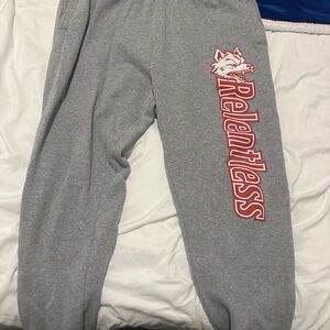 Relentless Gray Sweatpants with Red Graphic